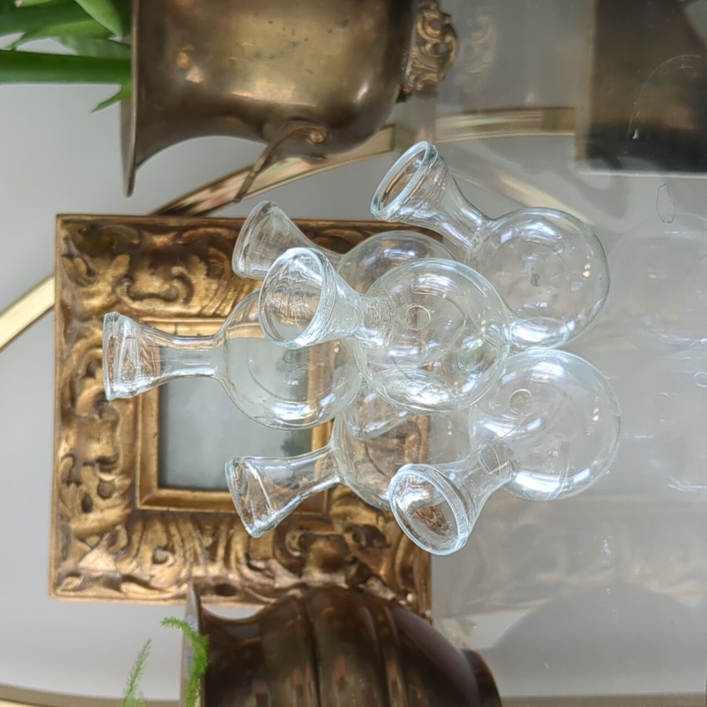 Vintage Glass Propagation Station or Flower Arranger - double stack